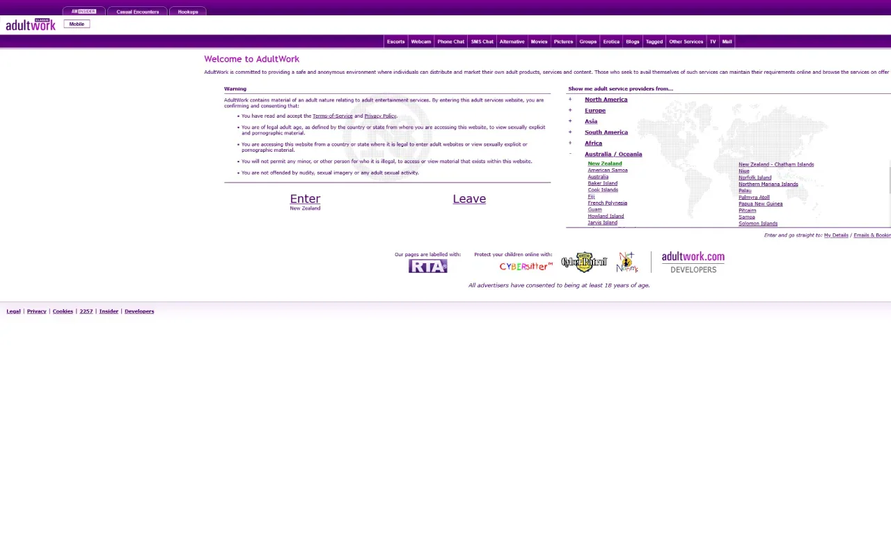 AdultWork homepage